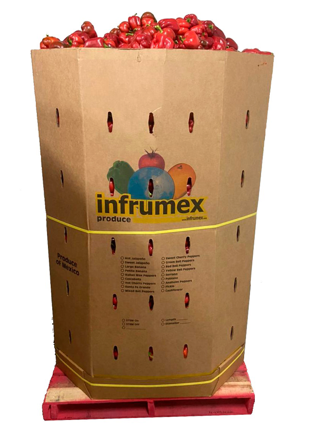 Contenedor Infrumex con chile rojo